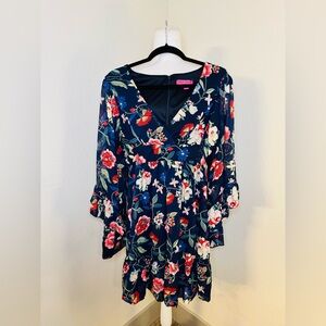 Betsey Johnson Navy Floral Long Sleeve Dress